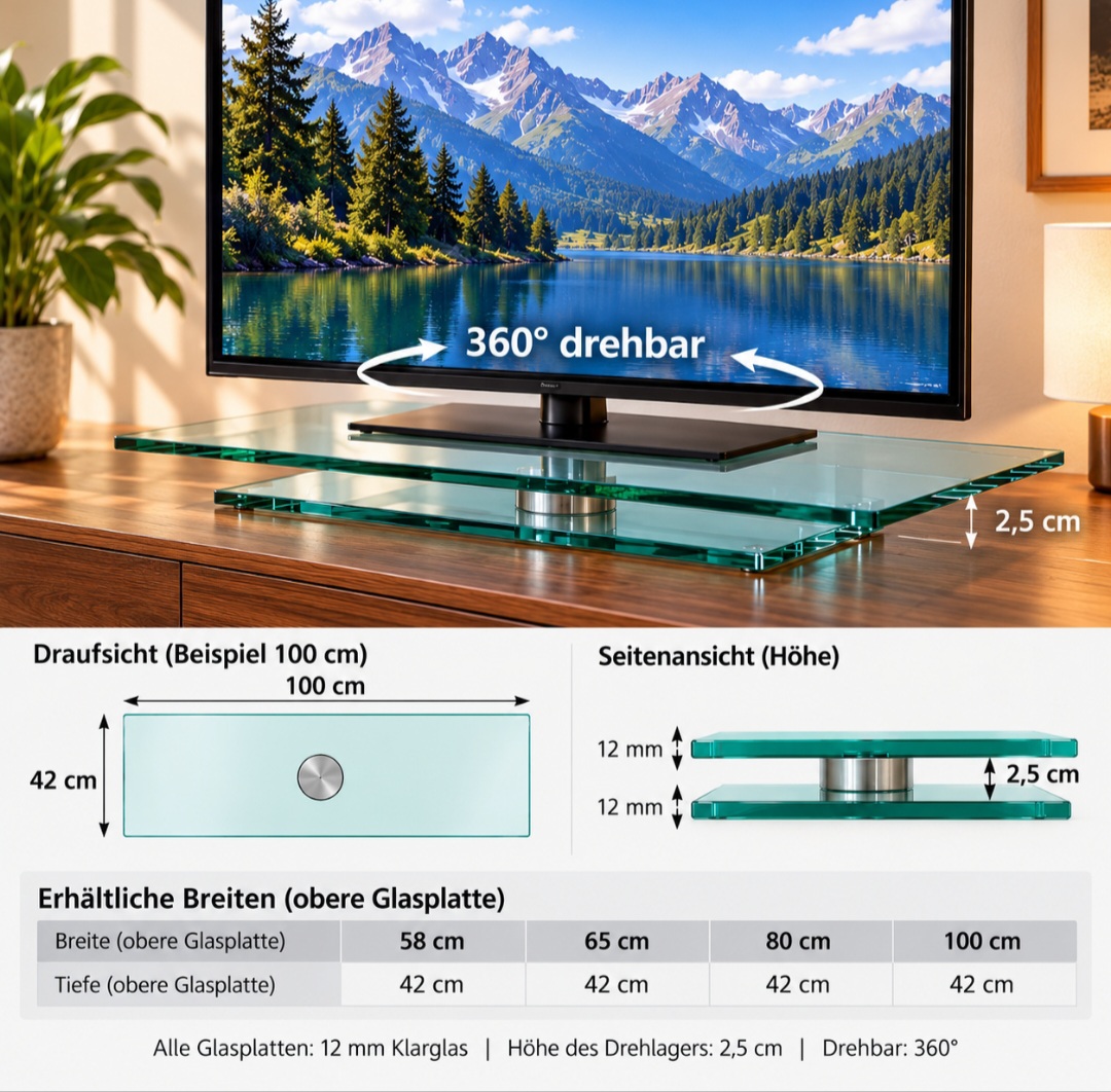 TV Glasdrehteller Drehtableau aus Glas – Bild 2